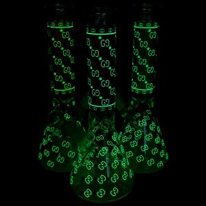 Glow In The Dark Gucci Designer Glass Beaker Bong - 25cm